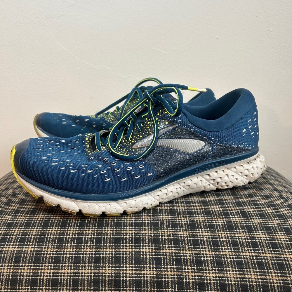 Brooks Glycerin 15 Men's Running Shoes Blue Yellow Sz 10.5 Wide‎